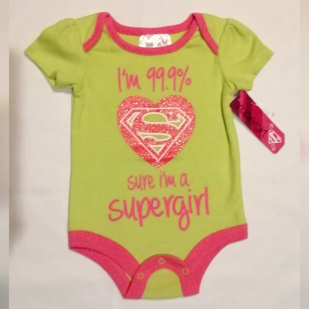 🔥SALE🔥 Supergirl DC Comics Baby Girl Onesie NWT Sizes 6 mths, 9 mths, 24 mths
